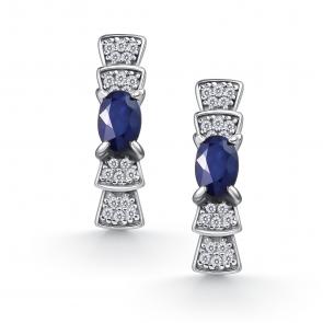 Серебряные серьги АЛЬКОР с фианитом и сапфиром 02-5186/000С-00 фото