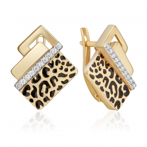 Серьги из лимонного золота Platina с фианитом и эмалью 02-5190-00-401-1130 фото