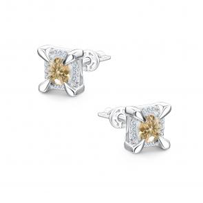 Серебряные серьги АЛЬКОР с фианитом и муассанитом 02-5190/001М-00 фото