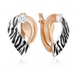 Серьги из комбинированного золота Platina с фианитом и эмалью 02-5193-00-401-1111 фото