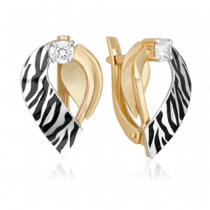 Серьги из комбинированного золота Platina с фианитом и эмалью 02-5193-00-401-1121 фото