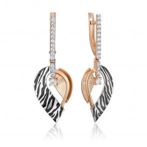 Серьги из комбинированного золота Platina с фианитом и эмалью 02-5194-00-401-1111 фото