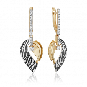 Серьги из комбинированного золота Platina с фианитом и эмалью 02-5194-00-401-1121 фото