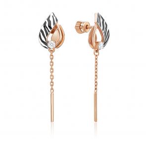 Серьги из комбинированного золота Platina с фианитом и эмалью 02-5195-00-401-1111 фото