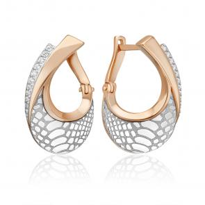 Серьги из комбинированного золота Platina с фианитом 02-5198-00-401-1111 фото