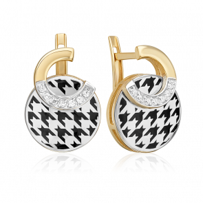 Серьги из комбинированного золота Platina с фианитом и эмалью 02-5199-00-401-1121 фото