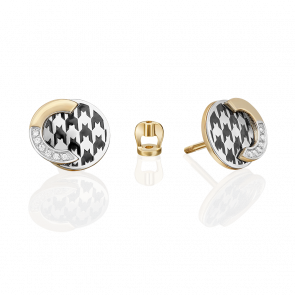 Серьги из комбинированного золота Platina с фианитом и эмалью 02-5201-00-401-1121 фото