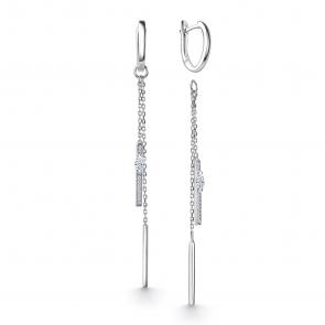 Серебряные серьги-трансформеры АЛЬКОР с фианитом 02-5201/00КЦ-00 фото