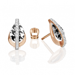 Серьги из комбинированного золота Platina с фианитом и эмалью 02-5202-00-401-1111 фото