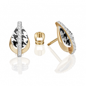 Серьги из комбинированного золота Platina с фианитом и эмалью 02-5202-00-401-1121 фото