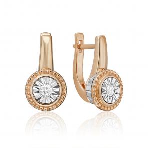 Серьги из комбинированного золота Platina с бриллиантом 02-5208-00-101-1111 фото