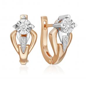 Серьги из комбинированного золота Platina с бриллиантом 02-5223-00-101-1111 фото