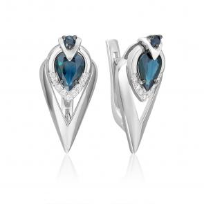 Серьги из белого золота Platina с бриллиантом и сапфиром 02-5228-00-105-1120 фото