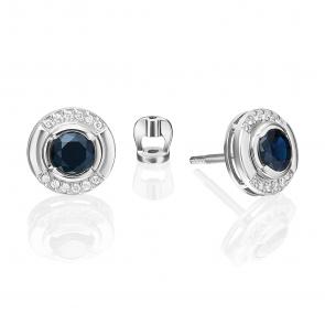 Серьги из белого золота Platina с бриллиантом и сапфиром 02-5230-00-105-1120 фото