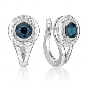 Серьги из белого золота Platina с бриллиантом и сапфиром 02-5232-00-105-1120 фото