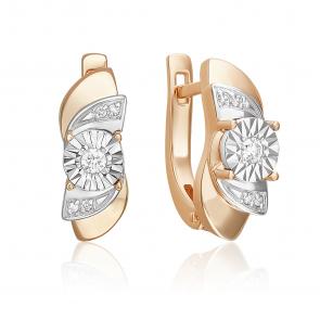 Серьги из комбинированного золота Platina с бриллиантом 02-5233-00-101-1111 фото