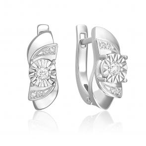 Серьги из белого золота Platina с бриллиантом 02-5233-00-101-1120 фото
