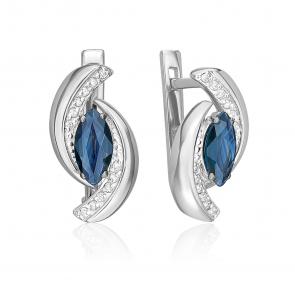 Серьги из белого золота Platina с бриллиантом и сапфиром 02-5235-00-105-1120 фото