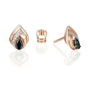 Золотые серьги Platina с бриллиантом и сапфиром 02-5237-00-105-1110 фото