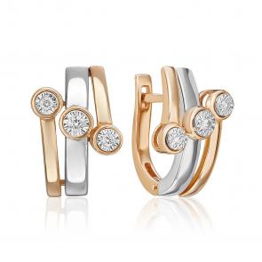 Серьги из комбинированного золота Platina с бриллиантом 02-5238-00-101-1111 фото