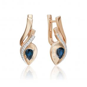 Серьги из комбинированного золота Platina с бриллиантом и сапфиром 02-5240-00-105-1111 фото