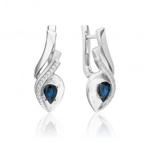Серьги из белого золота Platina с бриллиантом и сапфиром 02-5240-00-105-1120 фото