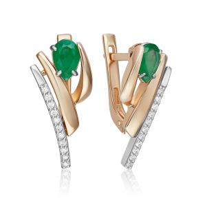 Серьги из комбинированного золота Platina с бриллиантом и изумрудом 02-5243-00-106-1111 фото