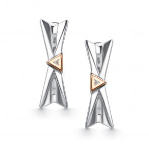 Серебряные серьги АЛЬКОР с золотой накладкой и бриллиантом 02-5244/000Б-00 фото