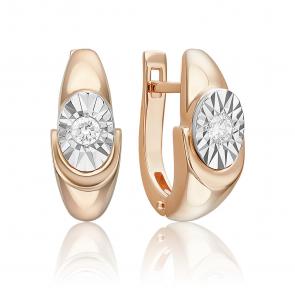 Серьги из комбинированного золота Platina с бриллиантом 02-5247-00-101-1111 фото