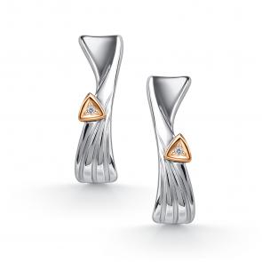 Серебряные серьги АЛЬКОР с золотой накладкой и бриллиантом 02-5247/000Б-00 фото