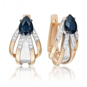 Серьги из комбинированного золота Platina с бриллиантом и сапфиром 02-5249-00-105-1111 фото