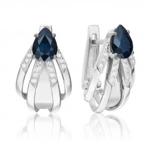 Серьги из белого золота Platina с бриллиантом и сапфиром 02-5249-00-105-1120 фото