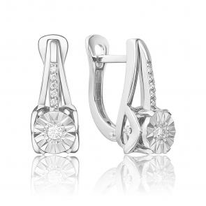 Серьги из белого золота Platina с бриллиантом 02-5250-00-101-1120 фото