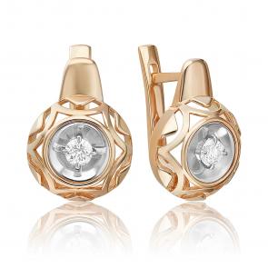 Серьги из комбинированного золота Platina с бриллиантом 02-5252-00-101-1111 фото