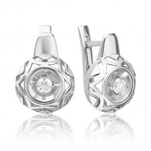Серьги из белого золота Platina с бриллиантом 02-5252-00-101-1120 фото