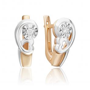 Серьги из комбинированного золота Platina с бриллиантом 02-5255-00-101-1111 фото