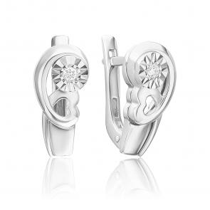 Серьги из белого золота Platina с бриллиантом 02-5255-00-101-1120 фото
