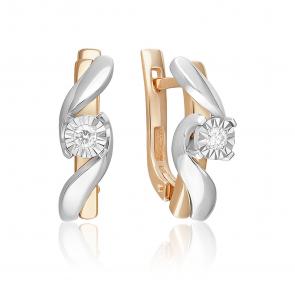 Серьги из комбинированного золота Platina с бриллиантом 02-5256-00-101-1111 фото