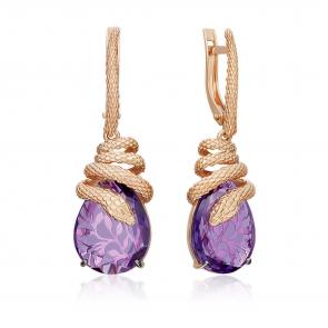 Золотые серьги Символ года Змея Platina с аметистом 02-5289-00-203-1110 фото