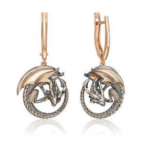 Золотые серьги Символ года Дракон Platina 02-5293-00-000-1110 фото