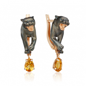 Золотые серьги Platina с цитрином 02-5297-00-206-1110 фото