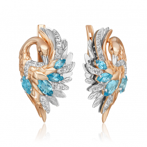 Серьги из комбинированного золота Platina с топазом 02-5300-00-201-1111 фото