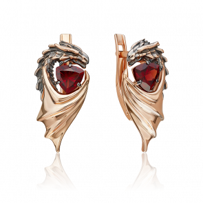 Золотые серьги Символ года Дракон Platina с гранатом 02-5310-00-204-1110 фото
