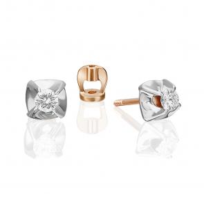 Серьги из комбинированного золота Platina с бриллиантом 02-5335-00-101-1111 фото