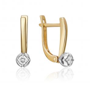 Серьги из комбинированного золота Platina с бриллиантом 02-5336-00-101-1121 фото