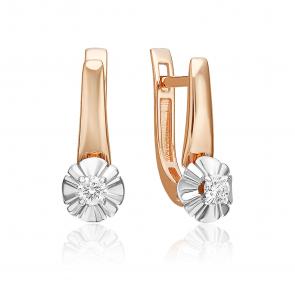 Серьги из комбинированного золота Platina с бриллиантом 02-5338-00-101-1111 фото