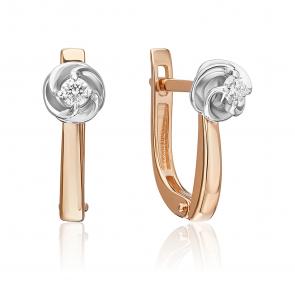 Серьги из комбинированного золота Platina с бриллиантом 02-5341-00-101-1111 фото