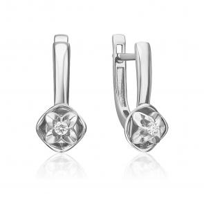 Серьги из белого золота Platina с бриллиантом 02-5343-00-101-1120 фото