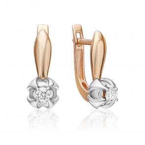 Серьги из комбинированного золота Platina с бриллиантом 02-5345-00-101-1111 фото