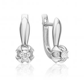 Серьги из белого золота Platina с бриллиантом 02-5345-00-101-1120 фото